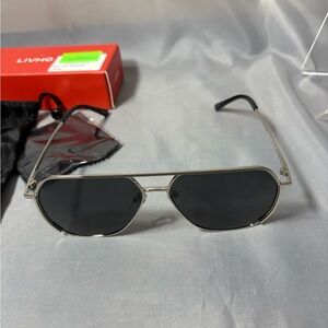 Silver and Black Sunglasses Livho Polarized Aviator Sunglasses (New open box)